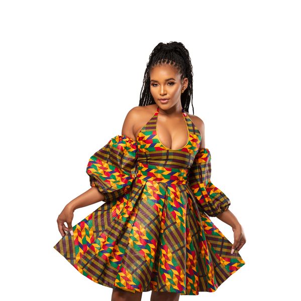 Selphies Selina-G African Print Fit Flare Dress