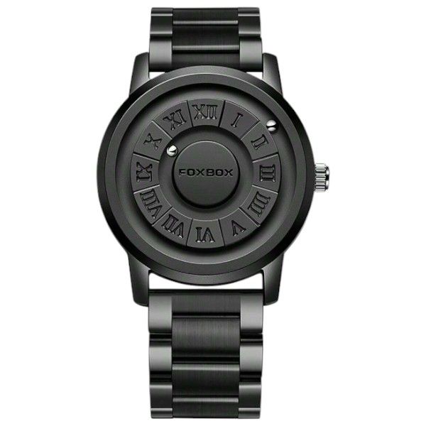 FOXBOX-Roman Numeral Mens' Watch With Rotating Magnetic Bead Design-Grey