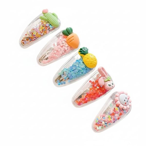 10 Pcs Glitter Hair Clips for Girls, Animal Fruit Flower Sparkle Hairpins