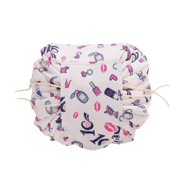 Large Waterproof Drawstring Cosmetic Bag - Cream Glamour