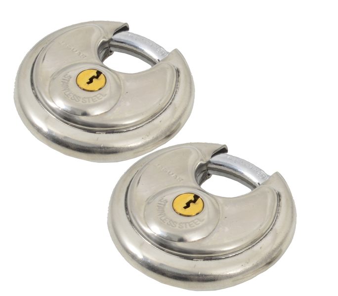 Jaguar 70mm Chrome Padlock Discus Pro - 2 pack