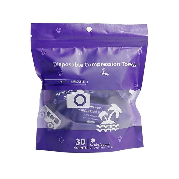 Compressed Face Towels 30 Pack Cotton Coin Tissues Blue