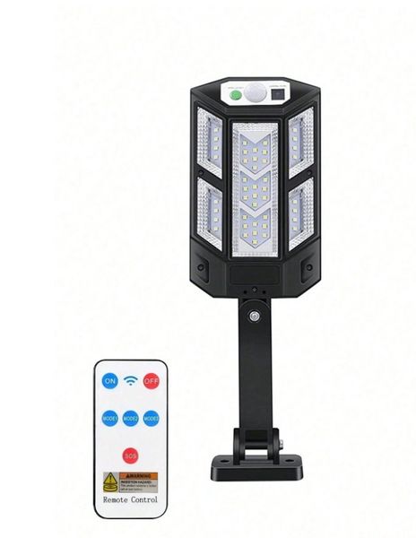 Solar Powered Remote Control Wall Light &amp; Motion Sensor - Black