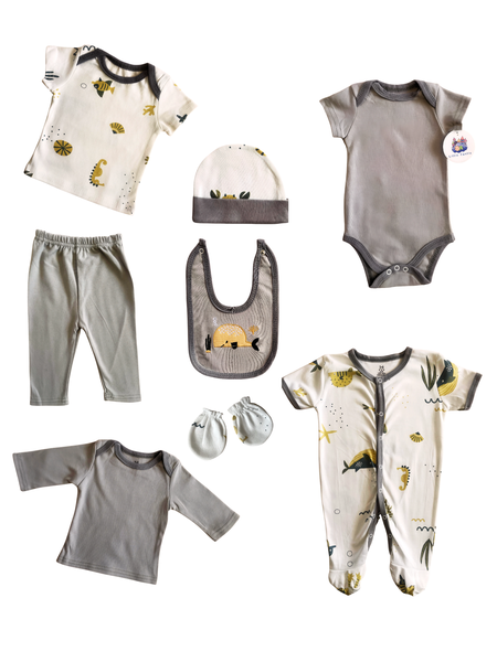 Newborn Essentials Baby Clothes Starter Set - 8 Piece