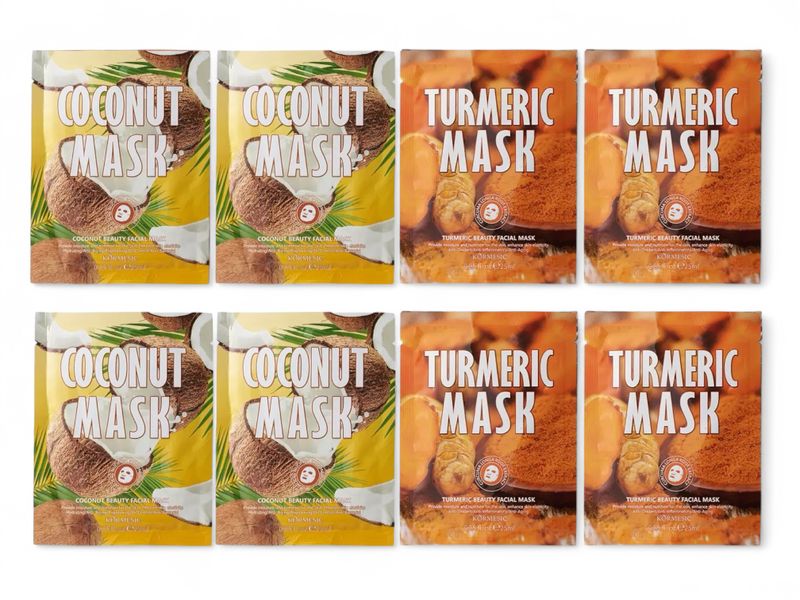 Kormesic Turmeric Coconut Facial Sheet Masks For Brightening Moisturizing