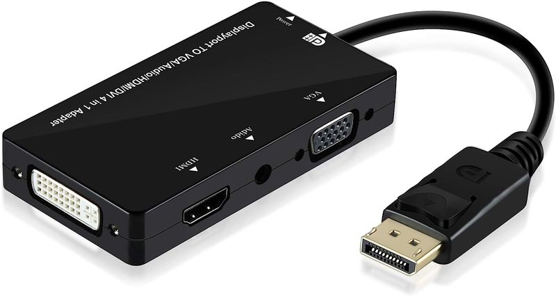 TUFF-LUV Display Port Male to VGA/AUDIO/DVI and HDMI - 4 in 1 Adaptor - Black - 1 Year Warranty