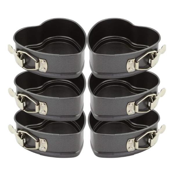 Mini Springform Cake Pan Heart Shaped Set 6 Pieces -11.5 x11.5 x4.5cm