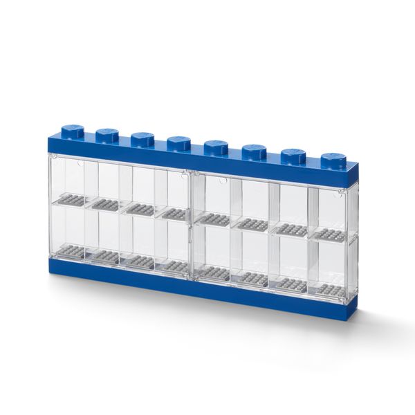 LEGO Minifigure Display Case 16 (8 Knob) - Blue (18cm Tall)