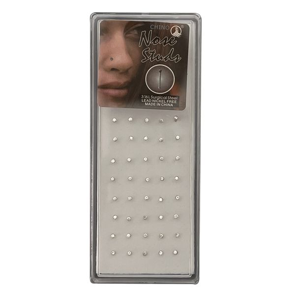 40 Piece Set Surgical Stainless Steel Nose Studs - Nose Piercing Jewellery