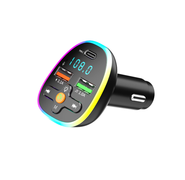 Ezra Bluetooth Wireless FM Transmitter with 2 USB-A and 1 USB-C Ports 18W