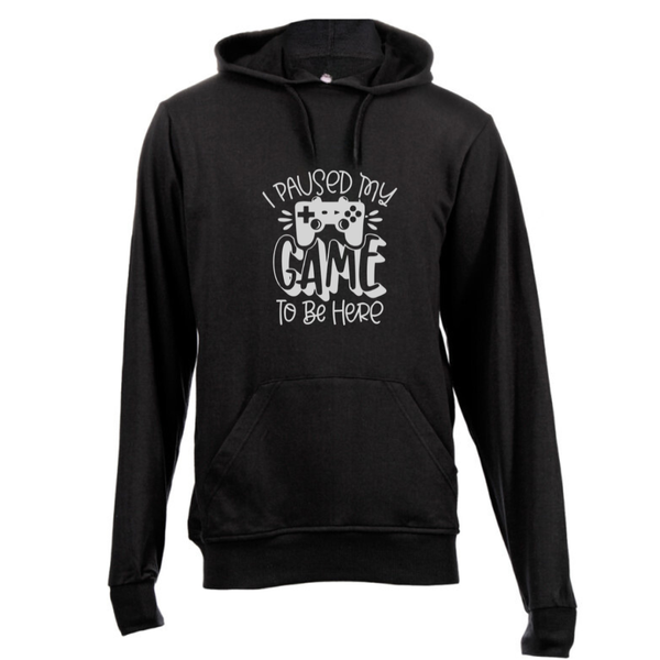 Graphical CPT Black Cotton Fleece Round Hoodie - I Paused My Game To Be