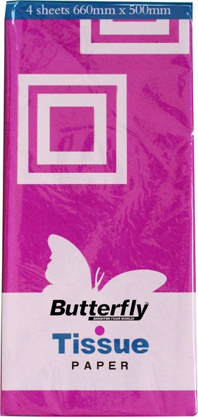 Butterfly Tissue Paper - 48 Sheets (660 X 500mm Each) Magenta