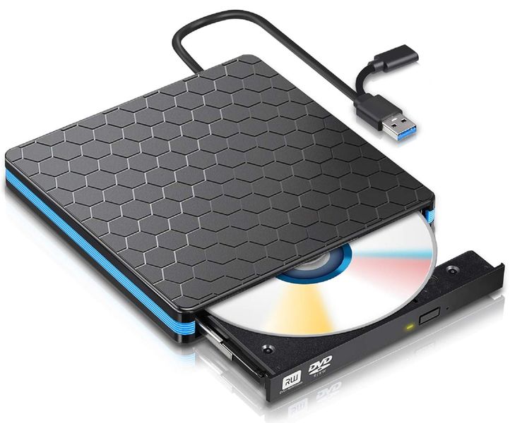 External DVD Drive, Amicool USB 3.0 Type-C CD DVD +/-RW Optical Drive USB C