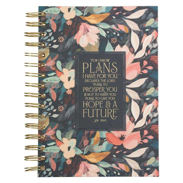 Large Wirebound Journal - For I Know The Plans, Black