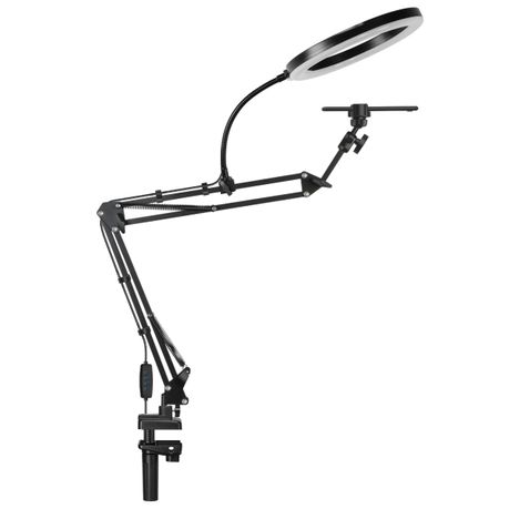 Overhead Camera Mount with Ring Light,Flexible Articulating Phone Arm Stand Image