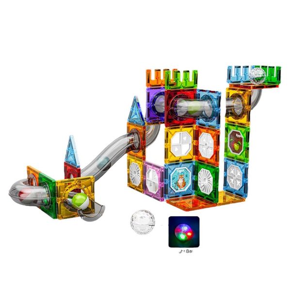 HEMCO Light Ball Magnetic Tiles Blocks Construction Pipe Set 76 Piece S-C005