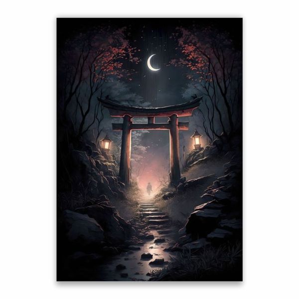 Japanese Gateway In Forest Poster - A1