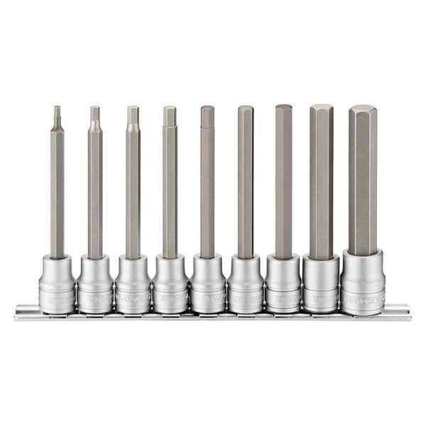 TengTools - 9 piece 3/8inch Drive 100mm Long Hex Bit Socket Set - M3809