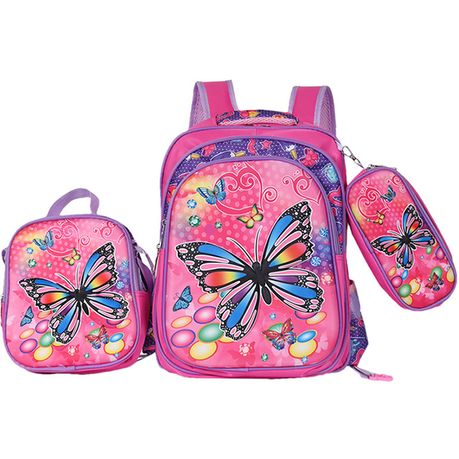 3-in-1 Girls School Backpack Set - Kids School Bags with Lunch Bag and Pencil case - 3 Piece Set Image