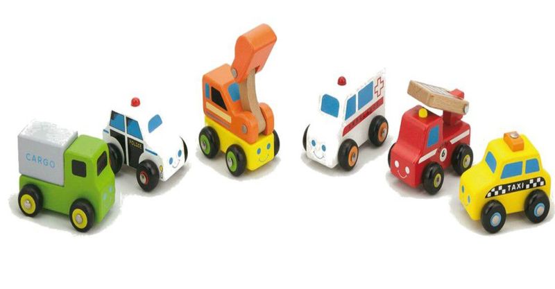 Viga Wooden Vehicle Set Toy Cars 6 Piece