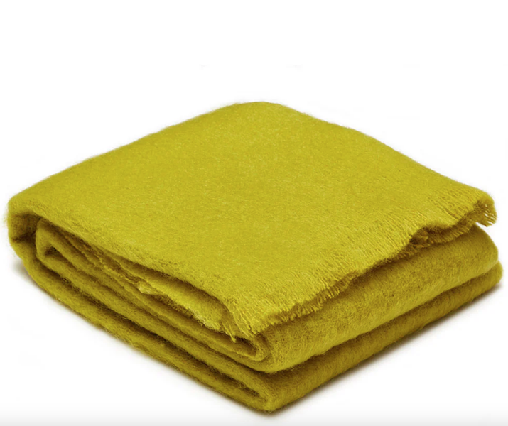 Luxurious Ingubo Mohair Wool Blanket Throw 180x130cm - Harvest Lime