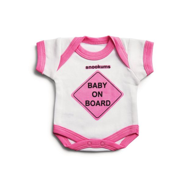 Snookums Baby On Board Sign - Babygrow Pink