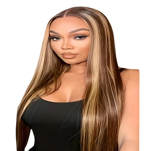Eligababy 24 inch 4/27 Piano Highlight Straight Wig - Human Hair