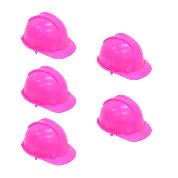 Hard Hat - Worker Safety Helmet - Pink - 5 Pack