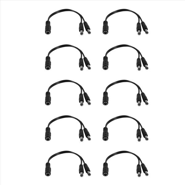 10X 5 5x2 1mm 1 To 2 M/F DC Power Splitter Cable For Security CCTV Camera