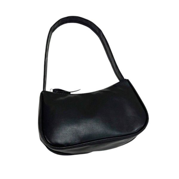 Elegant Minimalist Black Shoulder Bag - Black