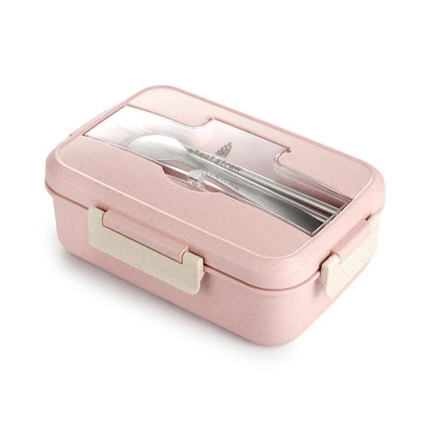 1 Piece Pink Kitchen Sticks Lunch Box With Spoon Kitchen Container For Sto