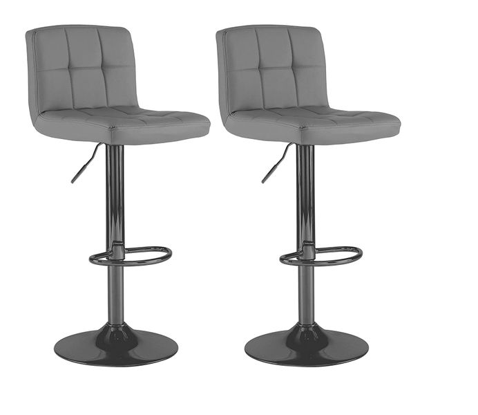 Faux Leather Kitchen Breakfast Bar Stool –Set of 2- Grey