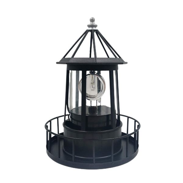 Solar Powered Lighthouse 360 Degree Rotating Landscape Lamp IP65 Waterproof