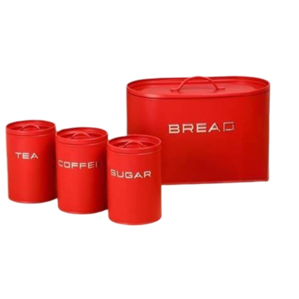 4-Piece Stainless Steel Canister and Bread Bin Set