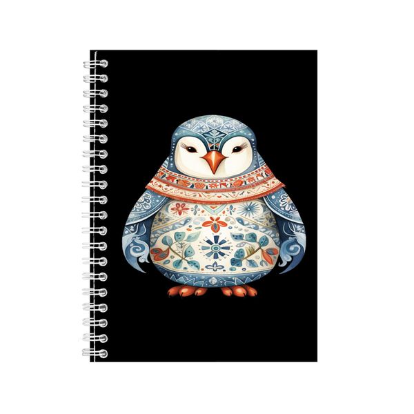 Light Blue A5 Notebook Spiral and Lined Penguin Lovers Graphic Notepad 127