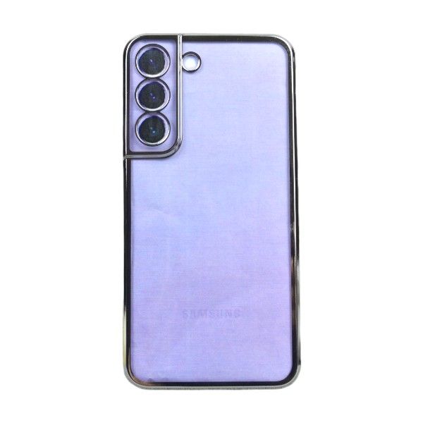 Minimalist Clear Phone Case With Blue Rim For Samsung S22 - Transparent