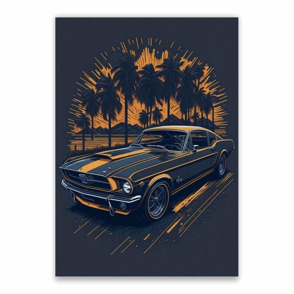 Mustang Cartoon Poster - A1