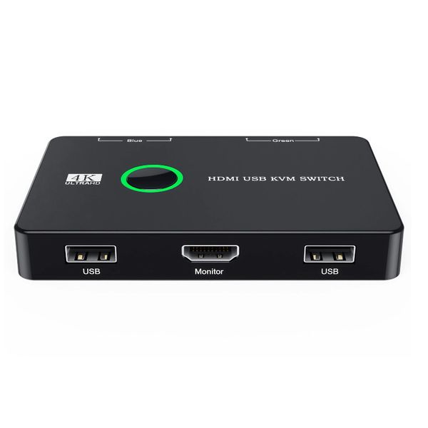 4K KVM Switch HDMI 2 Port Box, USB HDMI KVM Switches, Support UHD 4K@60Hz