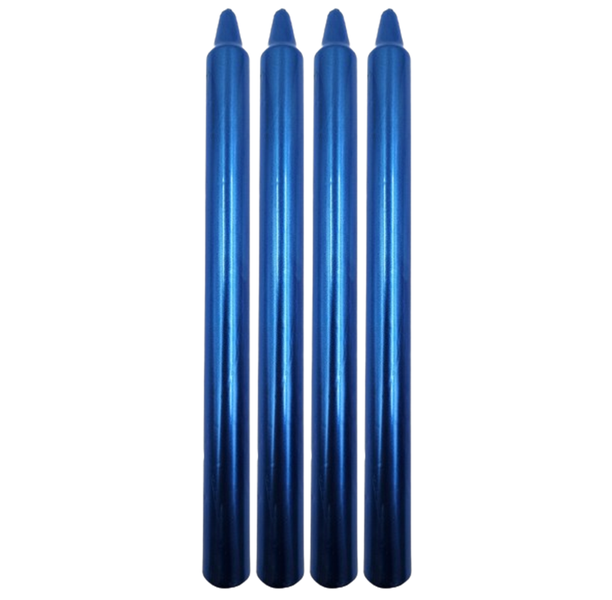 Metallic Taper Dinner Candles Blue - 4 Pack