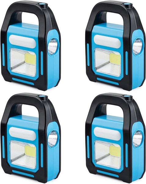 3 in 1 Solar USB Rechargeable Brightest COB LED Camping Lantern-Blue 4Pack