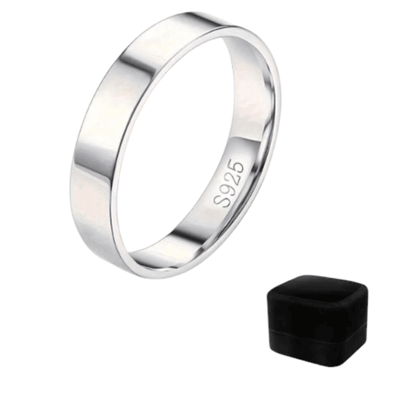 4mm 925 Sterling Silver Wedding Band, Wedding Ring with Gift Box