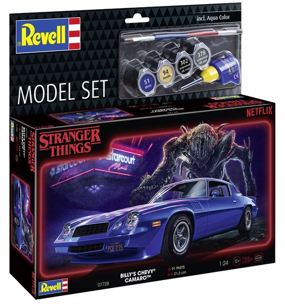 Revell 1/25 Stranger Things Chevrolet Camaro Z/28 Kit w/Paints,Glue &amp; Brush