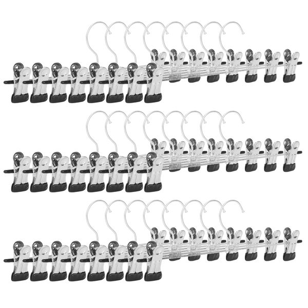 24 Pcs Skirt Hangers With Clips Metal Pant Hangers Space Saving