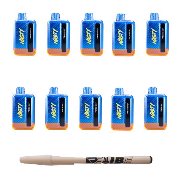 Nasty 9000 Puff Rechargeable Disposable Vape 5% Peach Ice 10 Pack