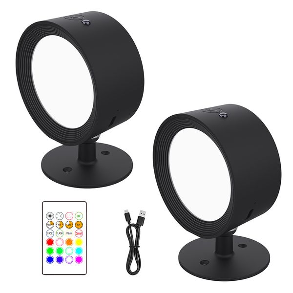 2 Pieces LED Wall Mounted Rechargeable Lights with Remote &amp; Touch Control