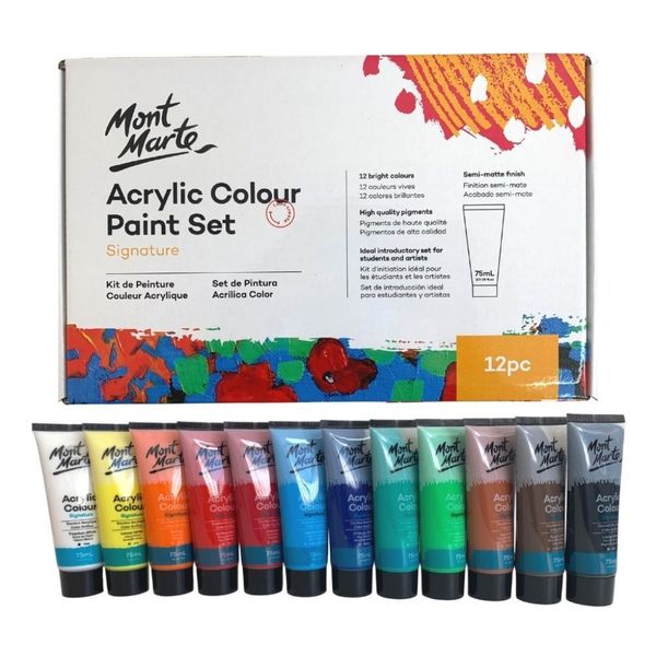 Mont Marte Acrylic Paint 12pc x 75ml Tubes