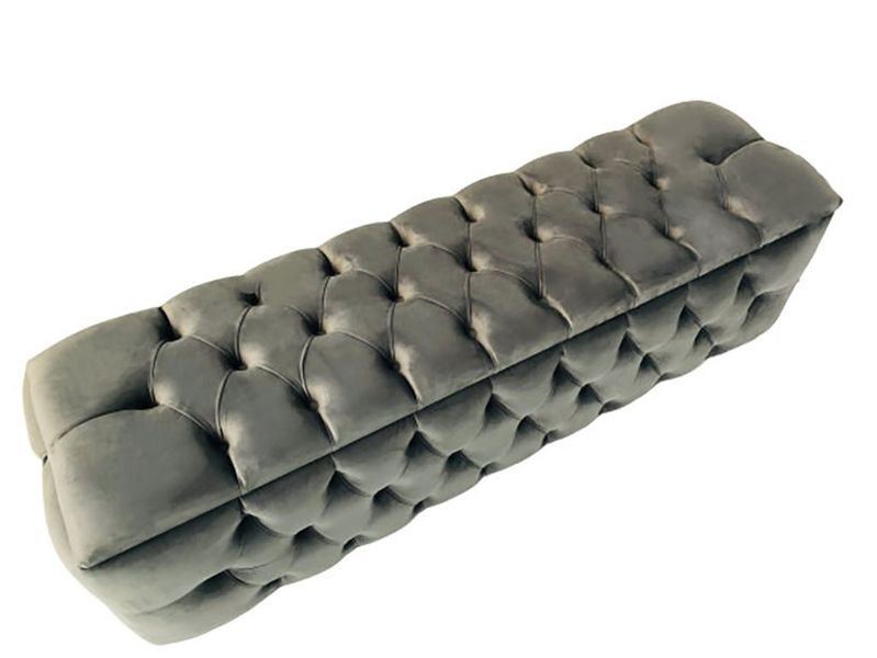 Ottoman - Grey Velvet Storage