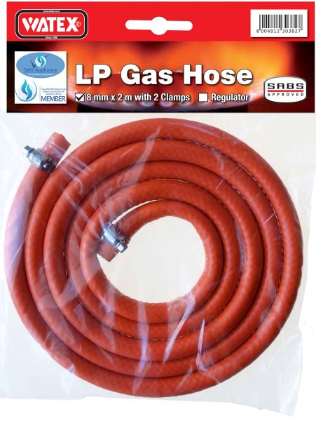 Watex Gas Hose with Clamps - 2m