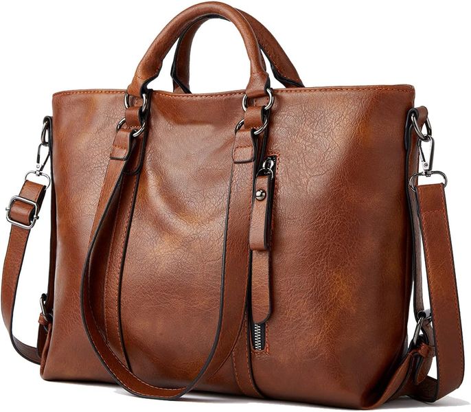 Women's vintage soft leather crossbody handbag brown 1 piece