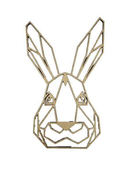 Polygonal Rabbit Head Wall Art - 55cm x 35cm - 3mm Blonde MDF